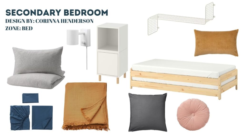 Designing A Multitasking Bedroom: Secondary bedroom bed and bedding zone