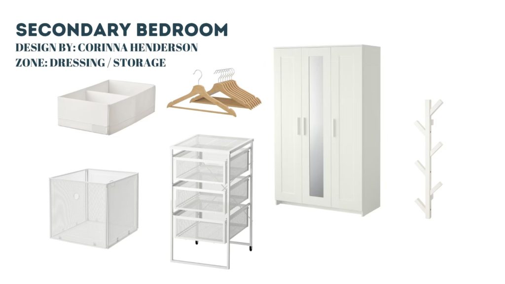 Designing A Multitasking Bedroom: Secondary bedroom clothing storage zone