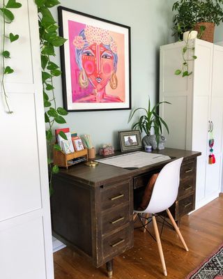 Sustainably Furnish A Home- A home office desk that once lived on an army base