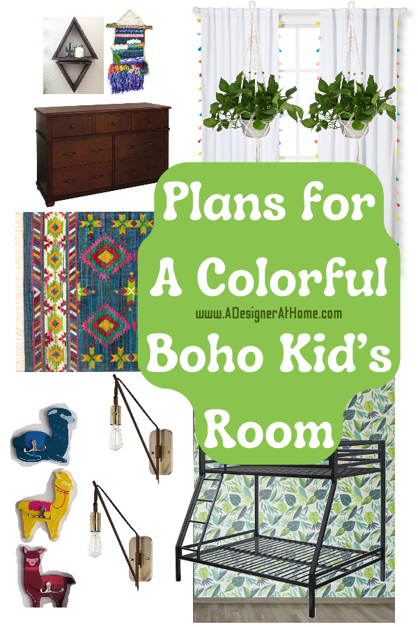 Plans For A Kid's Room In Desperate Need Of A Makeover. Colorful Boho Design Board.